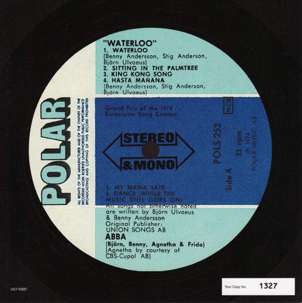 original label design a, Abba - Waterloo +2